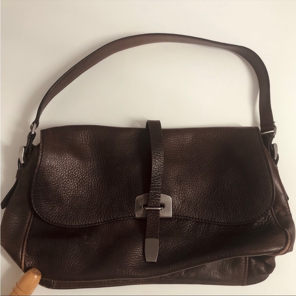 Prada Vintage Brown Pebble Messenger Bag